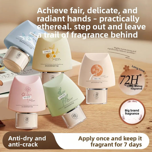 RUYI Scented Hand Cream Anti-Wrinkle Portable Moisturizing Hydrating Whitening Anti-Cracking Hand Cream for Soft Smooth Skin - Veluxx