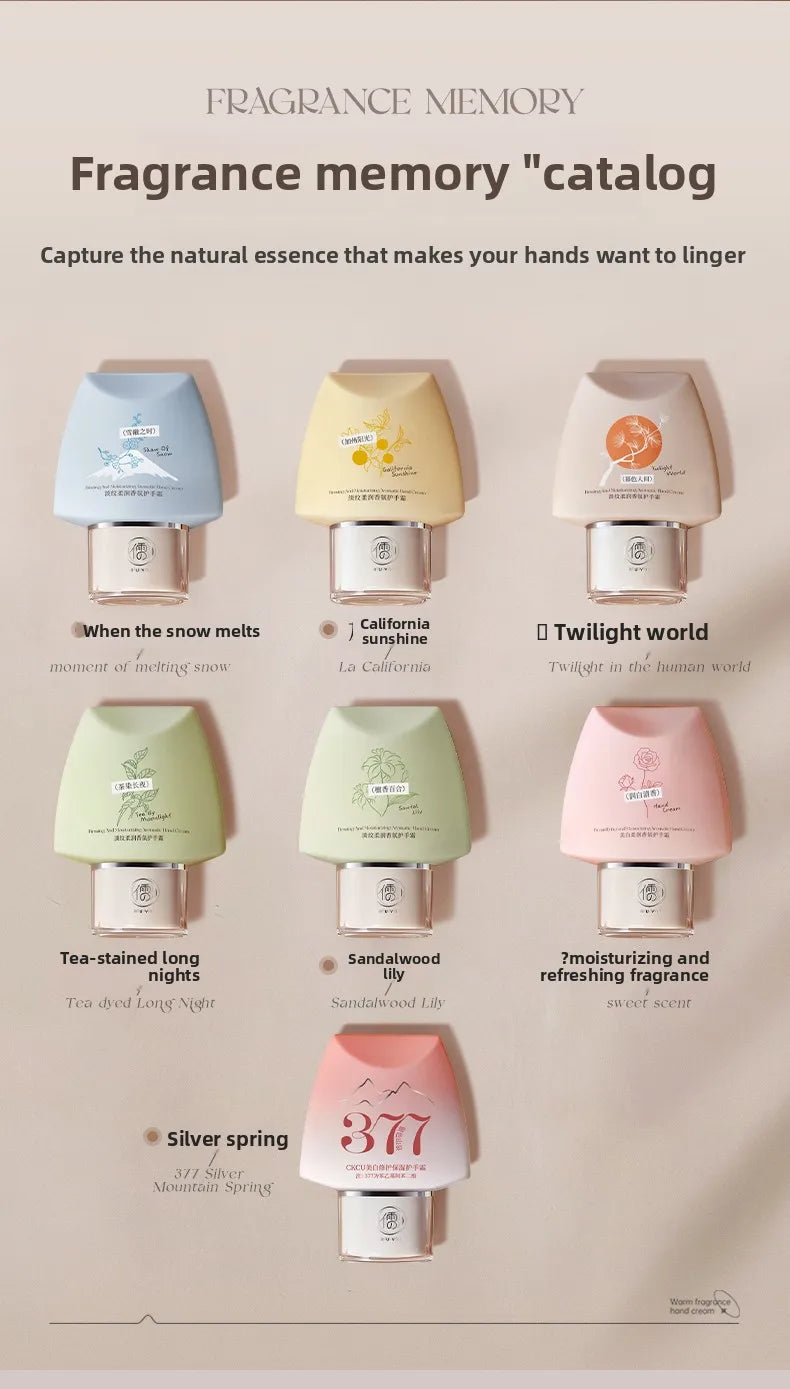RUYI Scented Hand Cream Anti-Wrinkle Portable Moisturizing Hydrating Whitening Anti-Cracking Hand Cream for Soft Smooth Skin - Veluxx