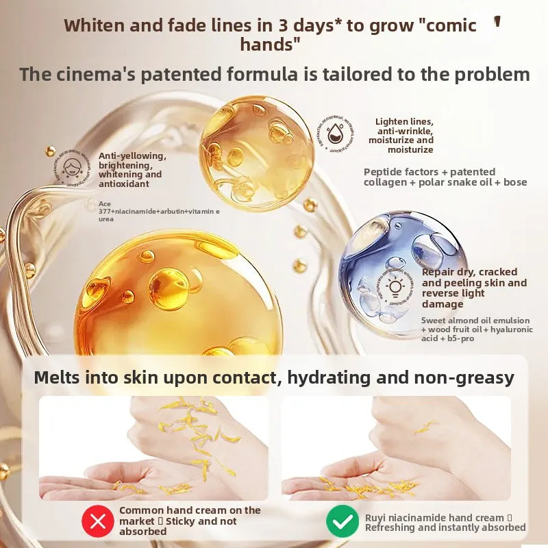 RUYI Scented Hand Cream Anti-Wrinkle Portable Moisturizing Hydrating Whitening Anti-Cracking Hand Cream for Soft Smooth Skin - Veluxx
