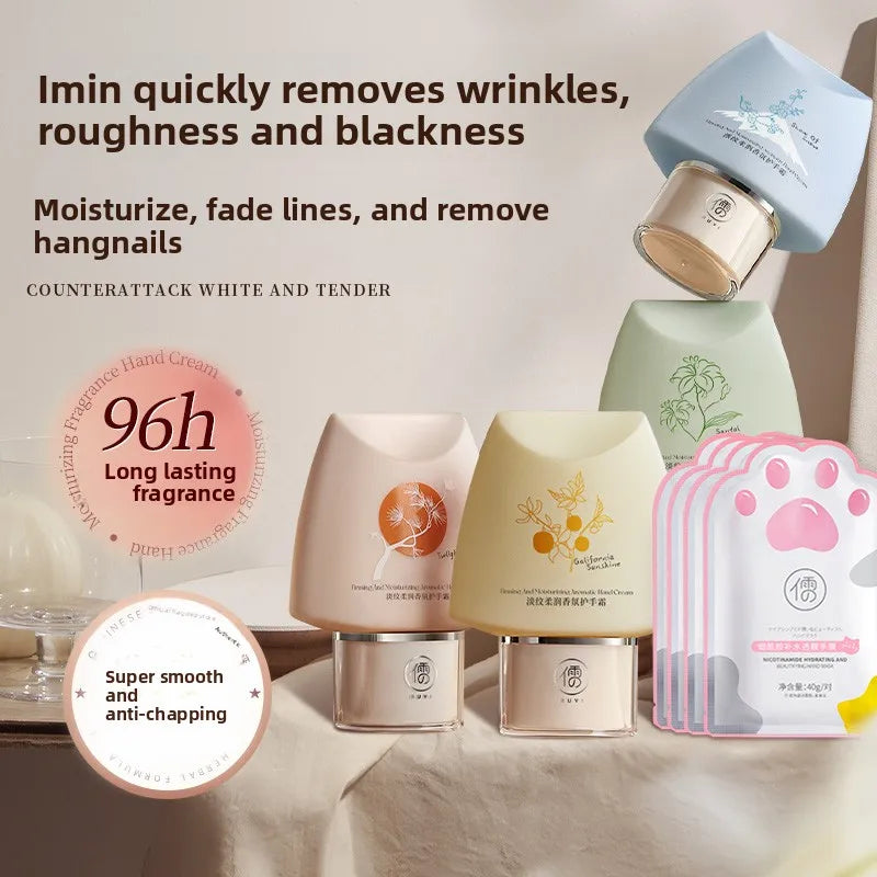 RUYI Scented Hand Cream Anti-Wrinkle Portable Moisturizing Hydrating Whitening Anti-Cracking Hand Cream for Soft Smooth Skin - Veluxx